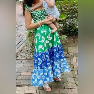 AQUA x STUDIO 186 Dress in Green and Blue